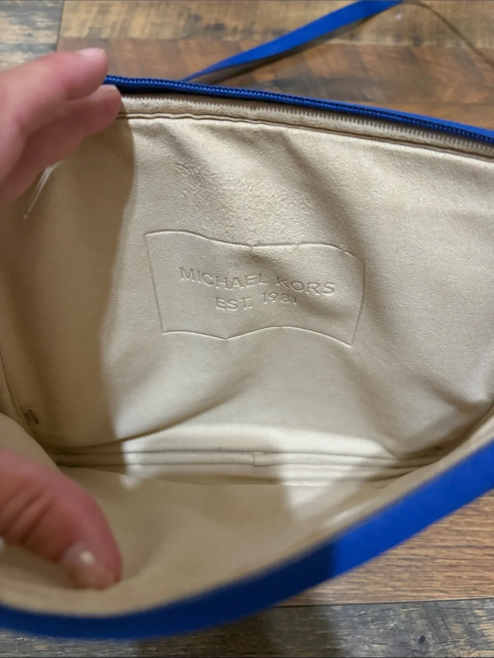 Michael Kors Mono Embossed Neoprene Crossbody Purse Bag RoyalBlue Soft Shell